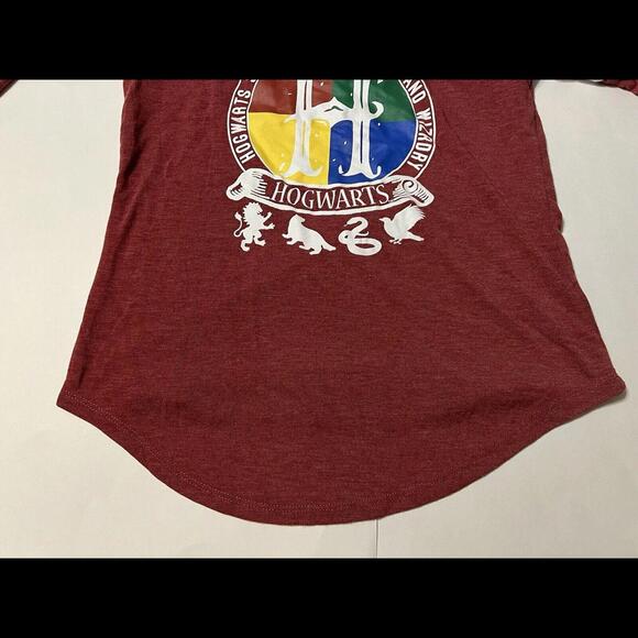 Harry Potter Women’s Long Sleeve Medium(7-8) Hogwats School Ringer Tee Vneck - Picture 9 of 9